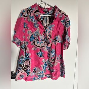 Banana Republic Paisley Pink Silk Blouse Top Shirt